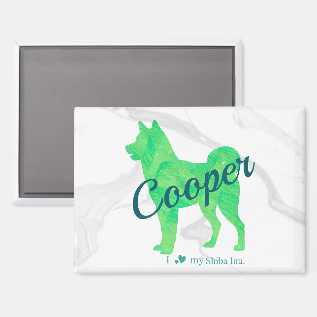 Imán Personalized Cute Pastel Green Shiba Inu - Dog (Anverso/Reverso)