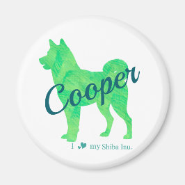 Imán Personalized Cute Pastel Green Shiba Inu - Dog