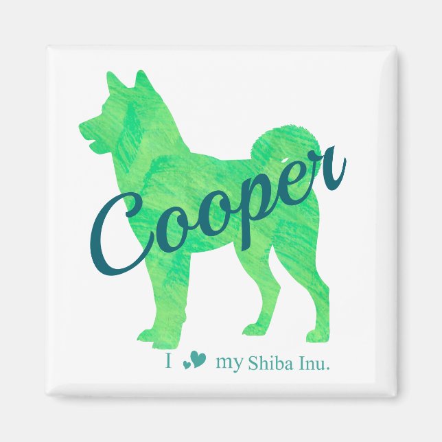 Imán Personalized Cute Pastel Green Shiba Inu Magnet (Frente)