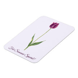 Imán Personalized Elegant Purple Tulip