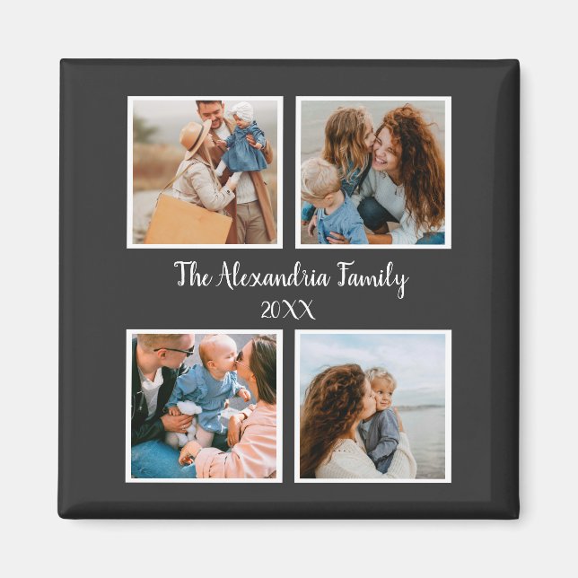 Imán Personalized family 4 photo collage template (Frente)