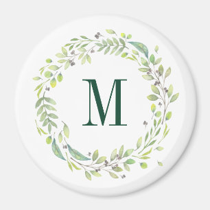 Imán Personalized Floral Monogram Summer Foliage