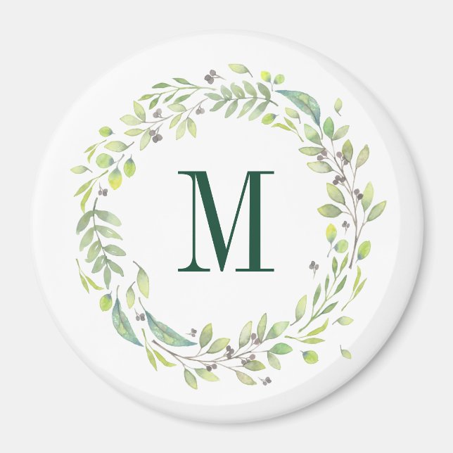 Imán Personalized Floral Monogram Summer Foliage (Frente)