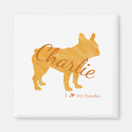 Imán Personalized French Bulldog Pastel Orange Frenchie