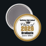Imán Personalized Gold Class of 2026 Graduation Party<br><div class="desc">Customize your own gold and black high school Class of 2026 graduate magnet for a high school or college graduation party. Cool varsity letters for the year on a great custom commemorative keepsake for seniors.</div>