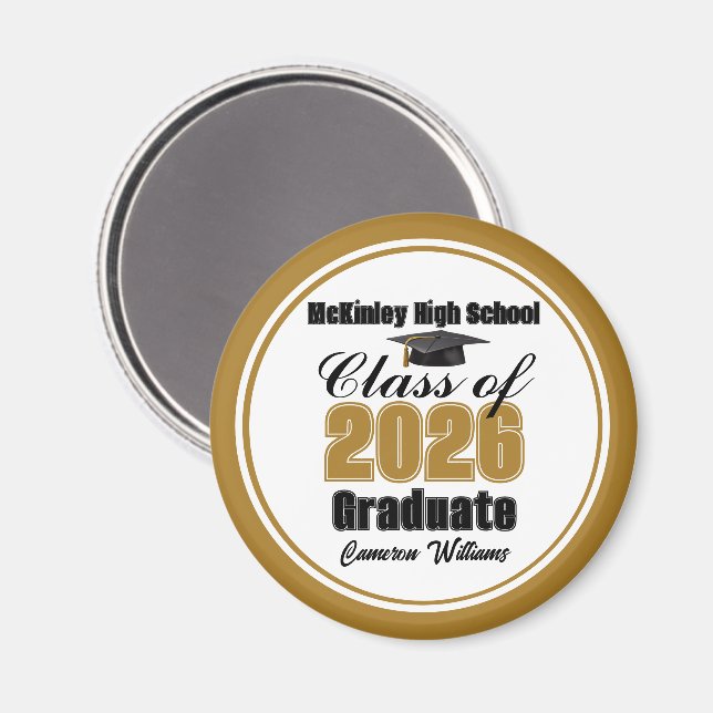 Imán Personalized Gold Class of 2026 Graduation Party (Anverso/Reverso)