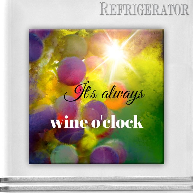Imán Personalized Grapes Wine Lover Fine Art Magnet (A colorful and happy fridge magnet, featuring a painting of grapes in the sun)
