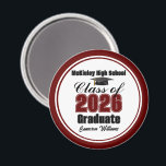 Imán Personalized Maroon Class of 2026 Graduation Party<br><div class="desc">Customize your own maroon high school Class of 2026 graduate magnet for a high school or college graduation party. Cool varsity letters for the year on a great custom commemorative keepsake for seniors.</div>