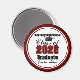 Imán Personalized Maroon Class of 2026 Graduation Party