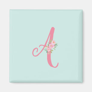 Imán Personalized Monogram Letter Initial Floral