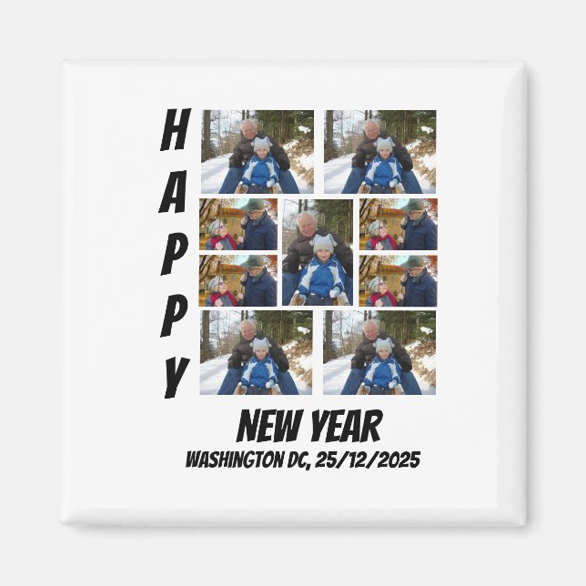 Imán Personalized New year 9 Photo Collage  (Frente)
