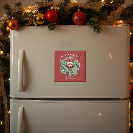 Imán Personalized Pet Christmas with Wreath & Name