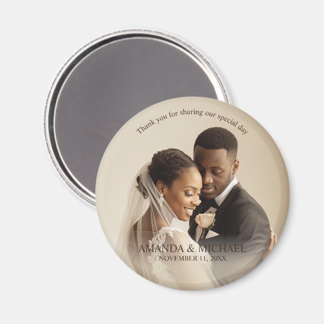 Imán Personalized Photo Favor with Names & Wedding Date (Anverso/Reverso)