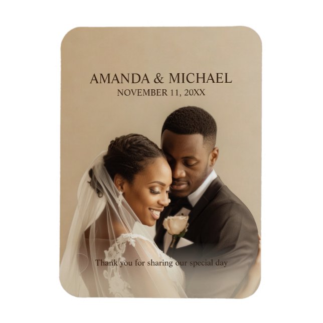 Imán Personalized Photo Favor with Names & Wedding Date (Vertical)