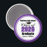 Imán Personalized Purple Class of 2026 Graduation Party<br><div class="desc">Customize your own purple high school Class of 2026 graduate magnet for a high school or college graduation party. Cool varsity letters for the year on a great custom commemorative keepsake for seniors.</div>