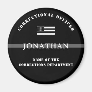 Imán Personalized Thin Silver Line Corrections Officer