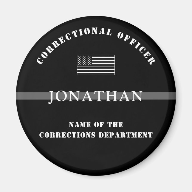 Imán Personalized Thin Silver Line Corrections Officer (Frente)