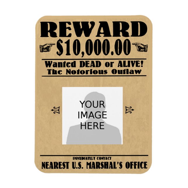 Imán Personalized Wanted Dead or Alive (Vertical)