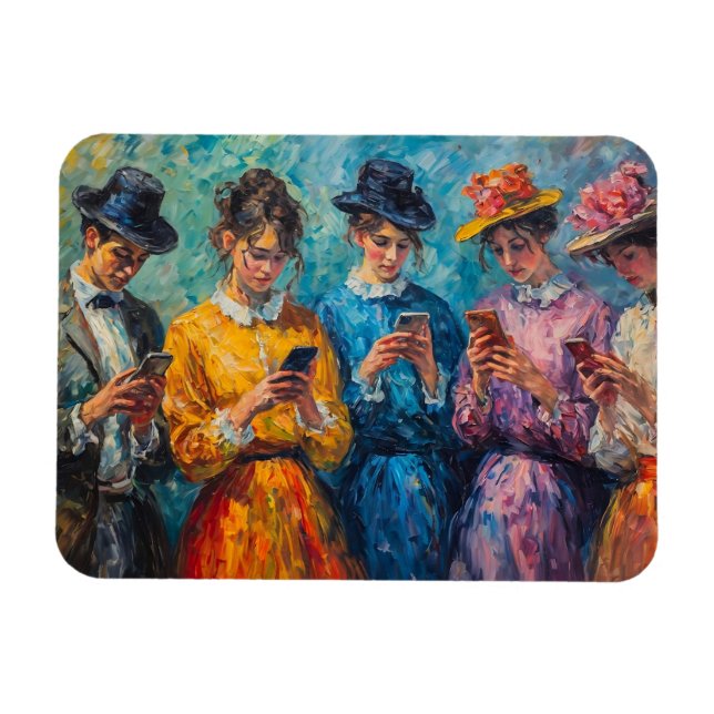 Imán Personas del siglo XIX usando smartphones (Horizontal)