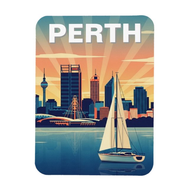 Imán Perth Australia Horizonte Travel (Vertical)