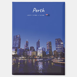 Imán Perth, Australia - Silueta de la ciudad nocturna p