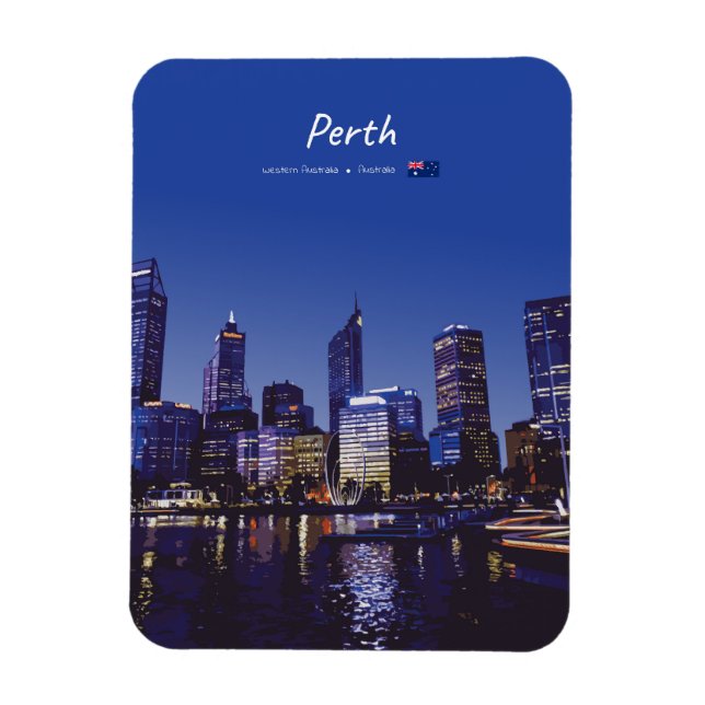 Imán Perth, Australia - Silueta de la ciudad nocturna r (Vertical)