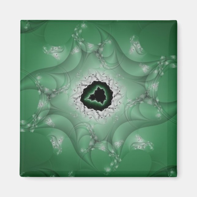 Imán Pesadillas | Arte fractal verde y blanco (Frente)