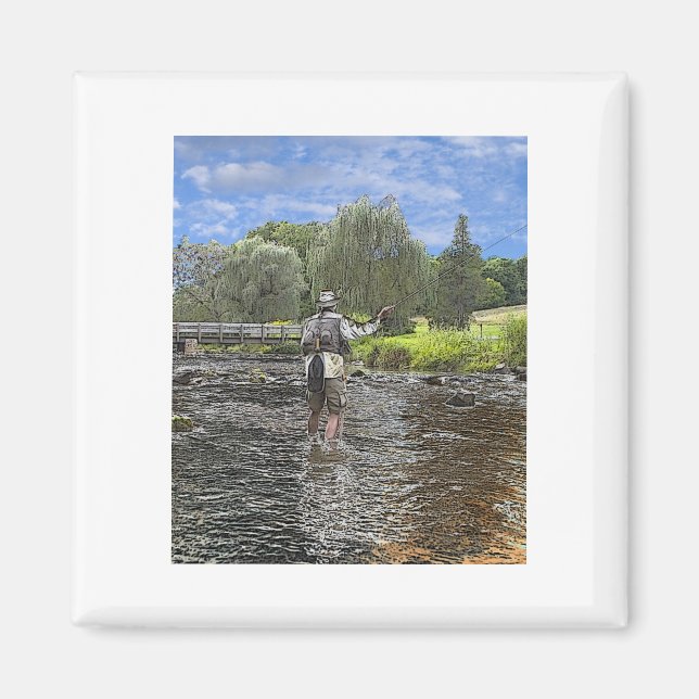 Imán pesca con mosca de trucha (Frente)