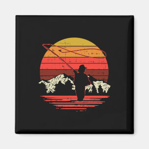 Imán Pesca con Mosca Puesta de Sol Retro Trucha Pescado