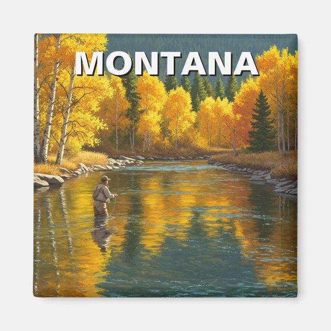 Imán Pesca de mosca en el río Montana Yellowstone (Frente)