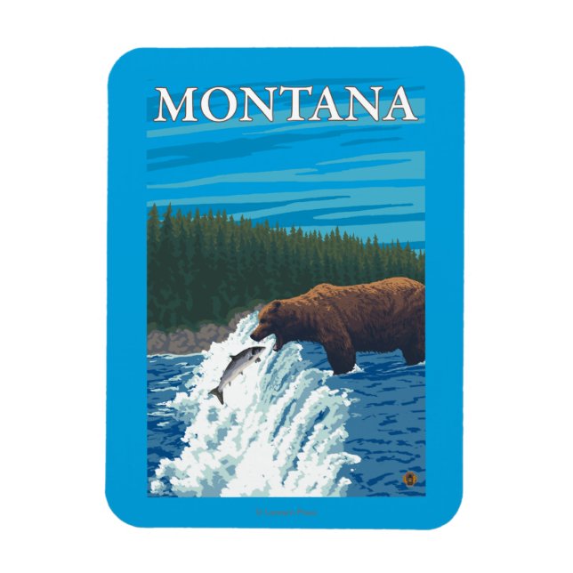 Imán Pesca de oso en el río Montana (Vertical)