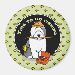 Imán Pesca de perro pastor inglés antiguo (gris 1) Dive