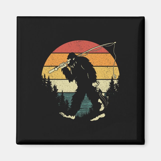 Imán Pesca de pie grande Funny Sasquatch Pescado Sunset (Frente)