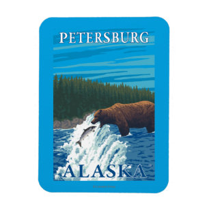 Imán Pesca del oso en el río - Petersburgo, Alaska