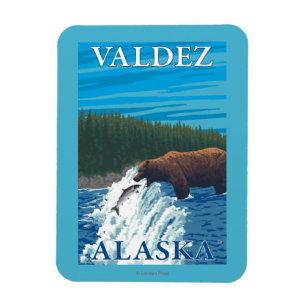 Imán Pesca del oso en el río - Valdez, Alaska