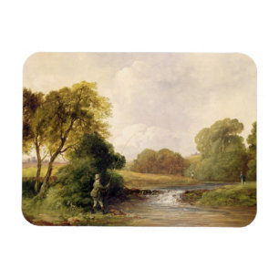 Imán Pesca: Jugando un pescado (aceite en lona)