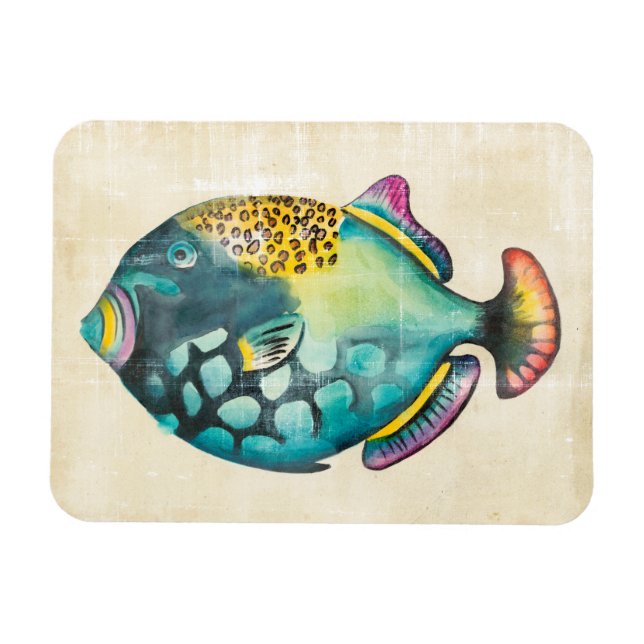 Imán Pescado acuario azul y púrpura (Horizontal)