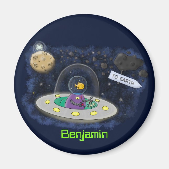 Imán Pescado alegre lindo del ilustracion del personali (Frente)