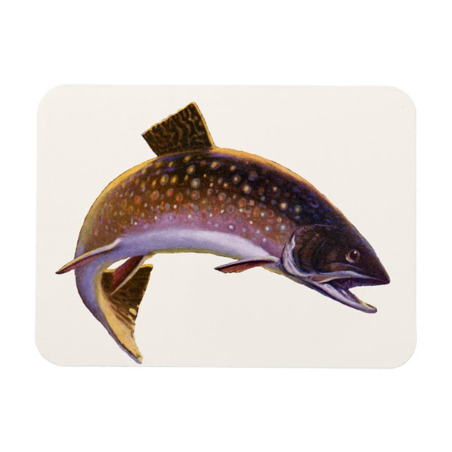 Imán Pescado de época, pescador de pesca deportiva (Horizontal)