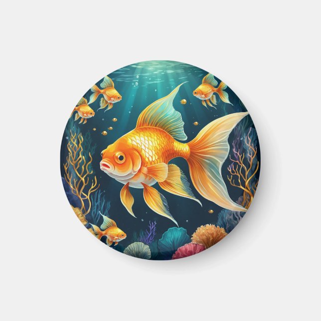 Imán Pescado de oro en aguas submarinas (Frente)