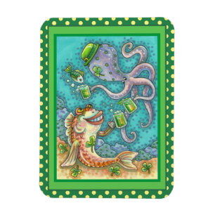 Imán PESCADO DE St. PADDY Y OCUPOS DE CERVEZA VERDE