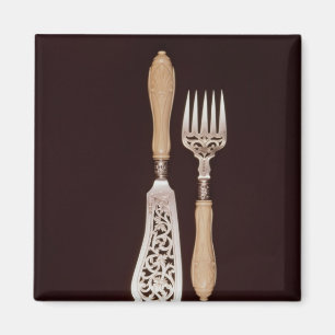 Imán Pescado-servidores con las manijas de marfil