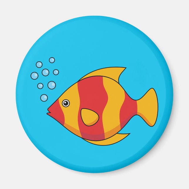 Imán Pescado tropical Naranja rojo (Frente)