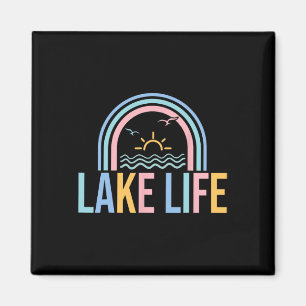 Imán Pescador de la vida en el lago Retro Groovy Amor p
