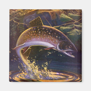 Imán Pescador de trucha de rollo vintage, pesca deporti