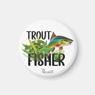 Imán Pescador de Trucha Trucha Arcoíris en Entorno Natu