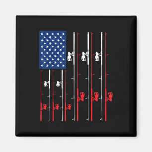 Imán Pescador Rod Uu'Bandera Camisa Cute Regalo De Caza