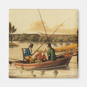 Imán Pescando en una batea, aquatinted por I. Clark,