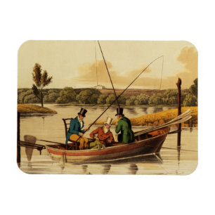 Imán Pescando en una batea, aquatinted por I. Clark,