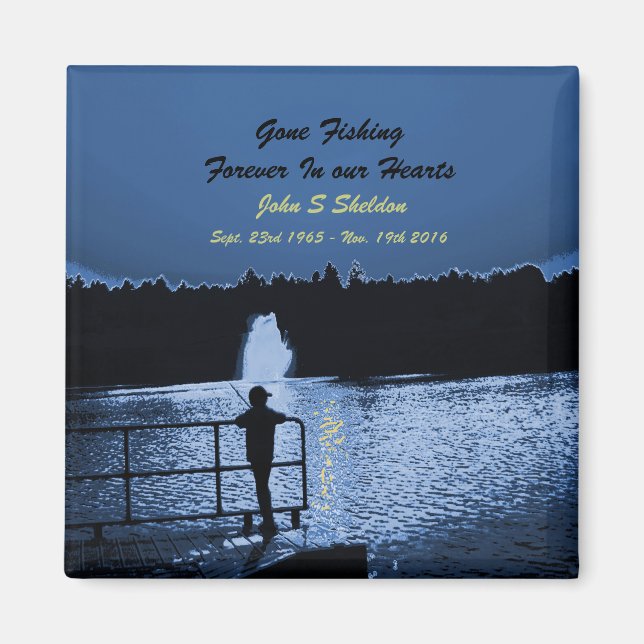 Imán Pescando para siempre en nuestros corazones, monum (Frente)